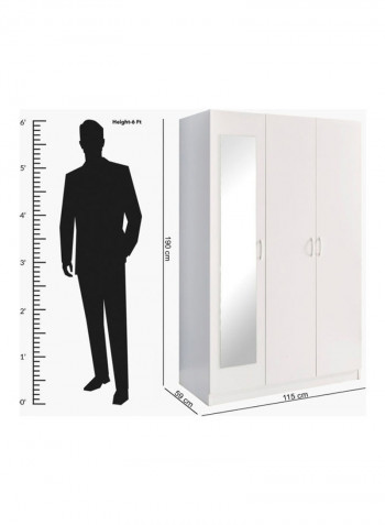 Como 3-Door Wardrobe With Mirror White
