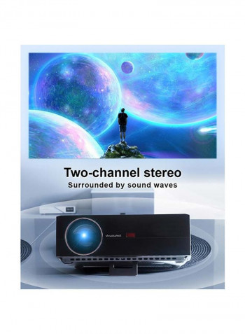 Full HD LED Android Projector 4K 4200 Lumens 2GB/16GB with 120-Inch Projector Screen PROJ-WO-45-B_SCR-04 Black
