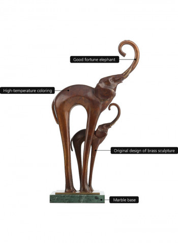 Mother-child Elephant Brass Sculpture Brown