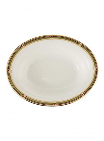 Oberon Open Vegetable Oval Bowl White/Green 10.6x10x3inch