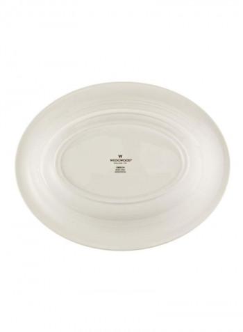 Oberon Open Vegetable Oval Bowl White/Green 10.6x10x3inch