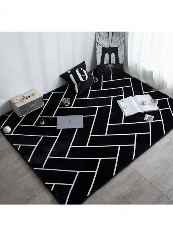 Nordic Simple Plaid Short Plush Carpet Black 190x190centimeter
