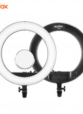 LR160 Ring LED Bi-Colour Fill Light with Makeup Mirror Phone Holder 18W Black