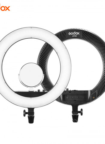 LR160 Ring LED Bi-Colour Fill Light with Makeup Mirror Phone Holder 18W Black