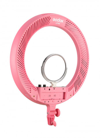 LR160 Ring LED Bi-Colour Fill Light with Makeup Mirror Phone Holder 18W Pink