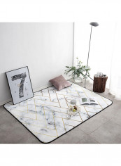 Nordic Simple Striped Short Plush Yoga Carpet White 190x190centimeter