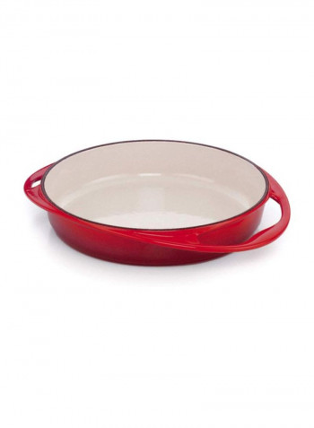 Enamelled Casserole Dish Red/White 15x4x11inch
