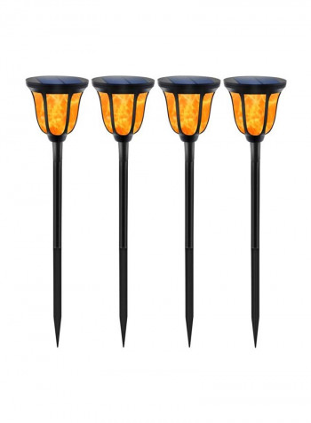 4-Piece Solar Powered Outdoor Light Black/Orange
