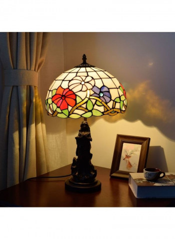 Retro Stained Glass Lampshade Table Lamp US Plug Multicolour