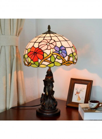 Retro Stained Glass Lampshade Table Lamp US Plug Multicolour