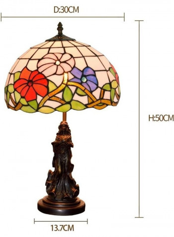 Retro Stained Glass Lampshade Table Lamp US Plug Multicolour