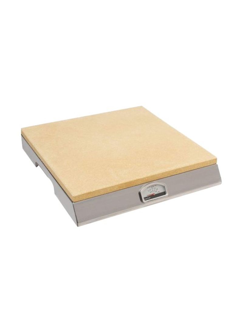 Pizza Stone Grill With Thermometer Beige 17.63x18.63x6inch
