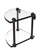 Two Tier Corner Glass Shelf Clear/Black