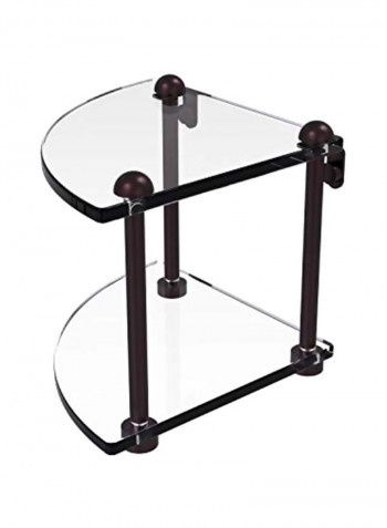 Two Tier Corner Glass Shelf Clear/Black