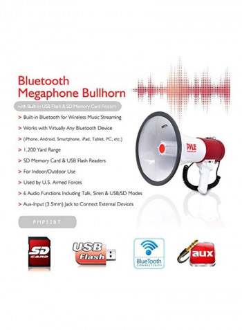 Megaphone Speaker With Built-In Siren PMP52BT White/Pink/Black