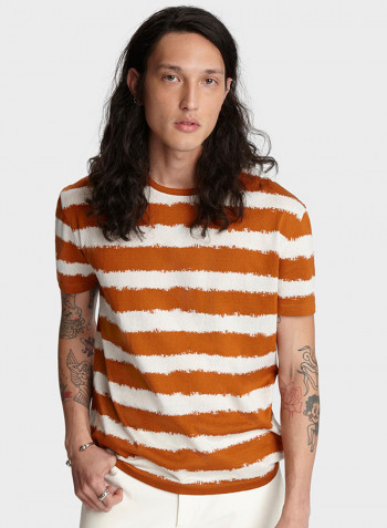 Slim Fit Striped T-Shirt Copper