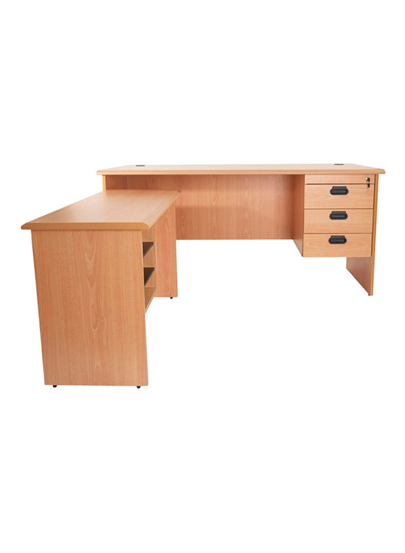 Bess Office Desk With Drawers Belgian Beech 160x75x74centimeter