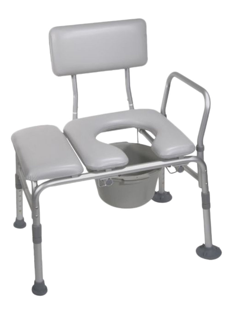 Padded Seat Transfer Bench With Commode