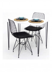 2 Seater Dining Set Black/White 68x99x3cm
