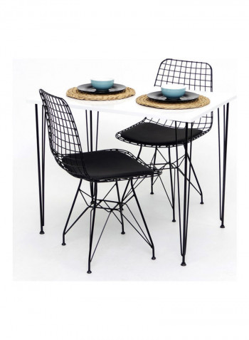 2 Seater Dining Set Black/White 68x99x3cm