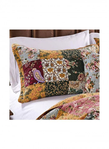 3-Piece Bedspread Set Black/Yellow/Pink Queen