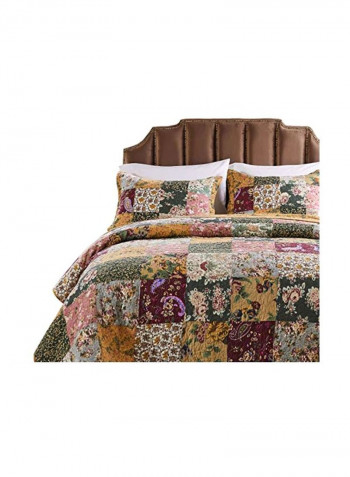 3-Piece Bedspread Set Black/Yellow/Pink Queen