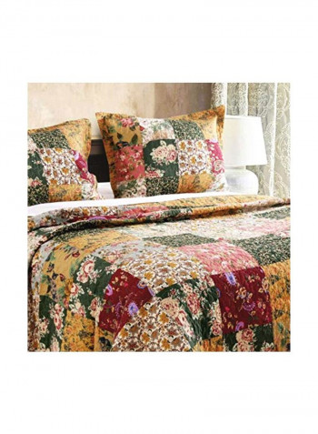 3-Piece Bedspread Set Black/Yellow/Pink Queen