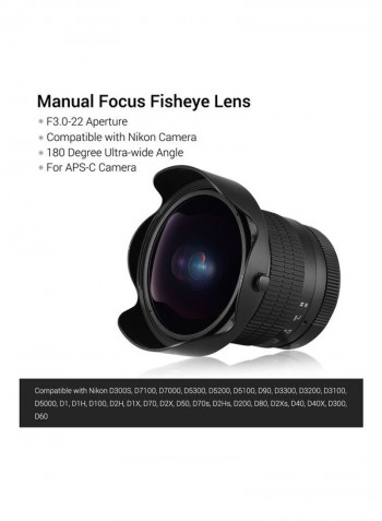 F3.0  Aps-c Fish Eye Lens Black