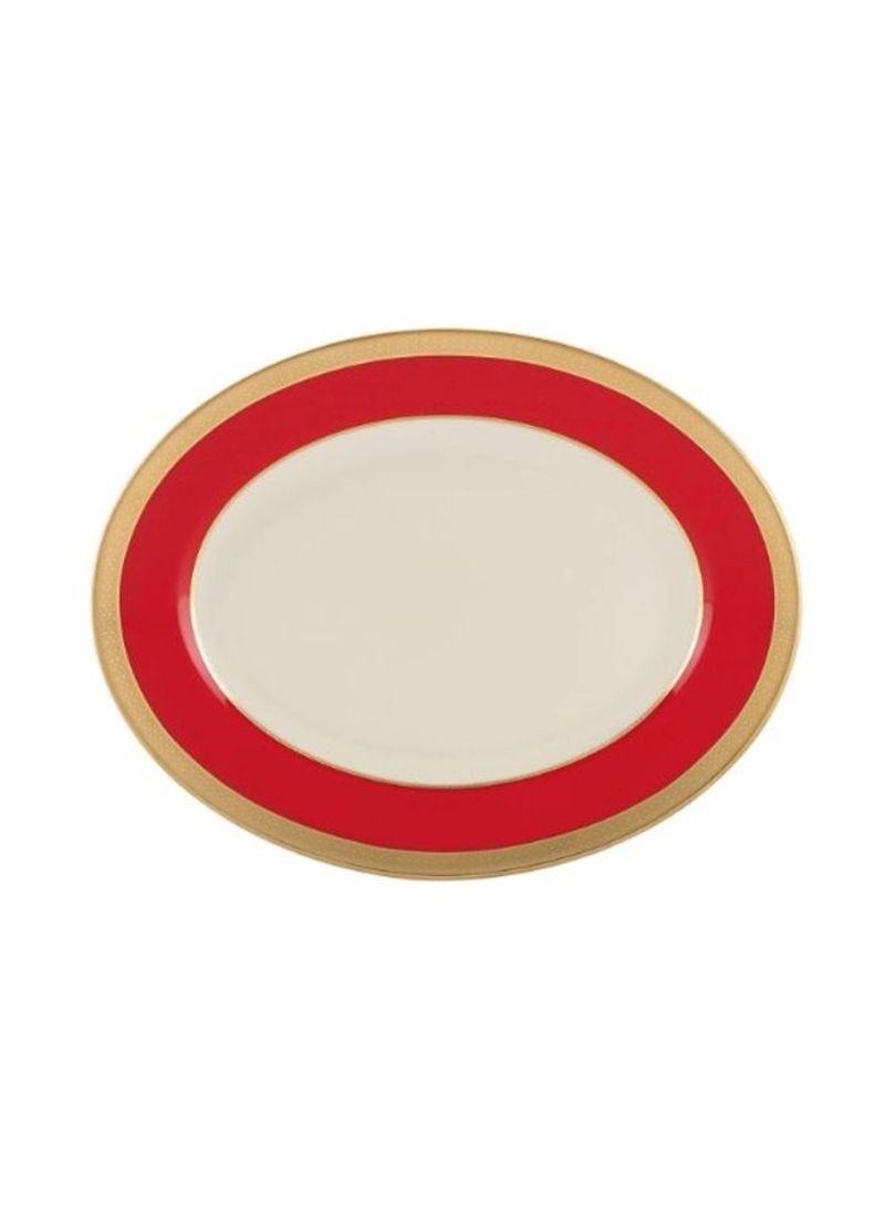 Bone China Platter White/Red/Gold 13inch
