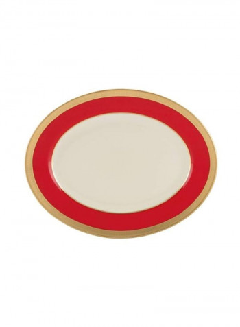 Bone China Platter White/Red/Gold 13inch