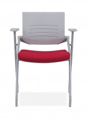 Thick Breathable Mesh Folding Conference Chair Red/Grey 99 x 64 x 32cm