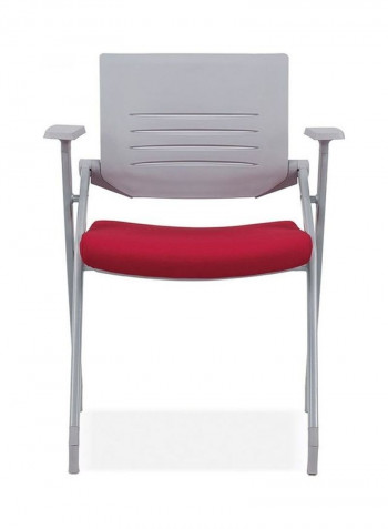 Thick Breathable Mesh Folding Conference Chair Red/Grey 99 x 64 x 32cm