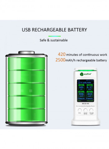 Temperature Humidity Professional Multifunctional Air Gas Detector White 19.5centimeter