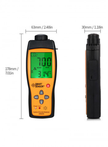 Carbon Dioxide Detector Portable CO2 Meter Gas Tester Multicolor 25.5cm