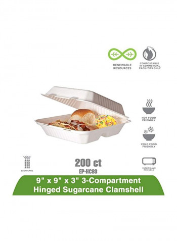 200-Piece Takeout Food Container White 9x9x3inch