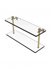 Unlacquered Brass 2 Tiered Glass Shelf Clear/Gold 16x5inch