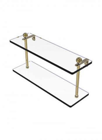 Unlacquered Brass 2 Tiered Glass Shelf Clear/Gold 16x5inch