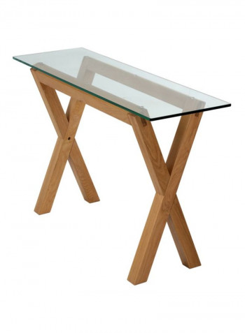 Venice Glass Top Console Table Brown/Clear 125x40x80centimeter