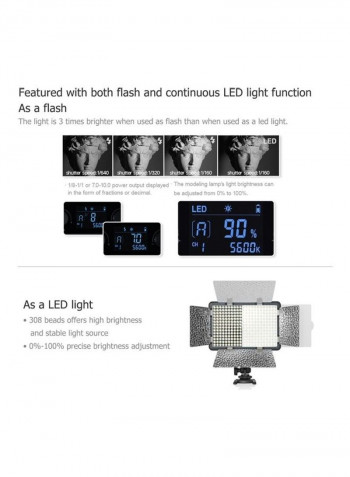 LED Flash Light Photography Fill-in Lamp with Remote Controller Power Adapter White/Black