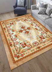 Floral Print Anti-Skid Soft Mat Brown/Red 140X200centimeter