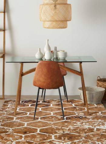 Hanan Collection Contemporary Printed Carpet Mustardo Brown/White