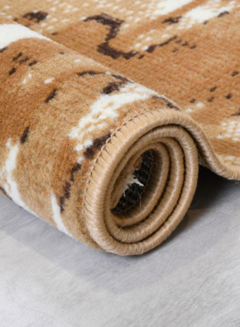 Hanan Collection Contemporary Printed Carpet Mustardo Brown/White