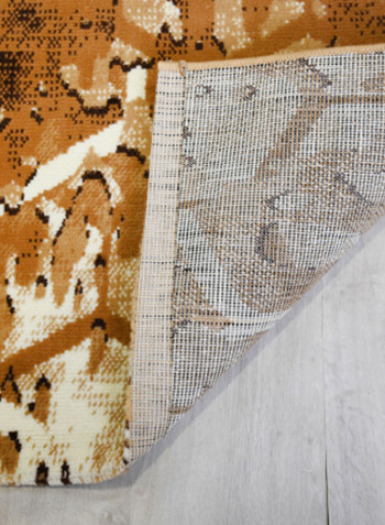 Hanan Collection Contemporary Printed Carpet Mustardo Brown/White