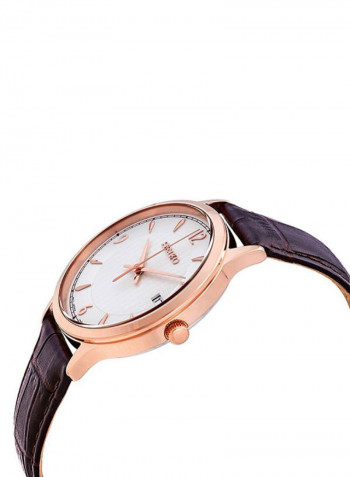 Men's Leather Analog Wrist Watch SGEH88P1
