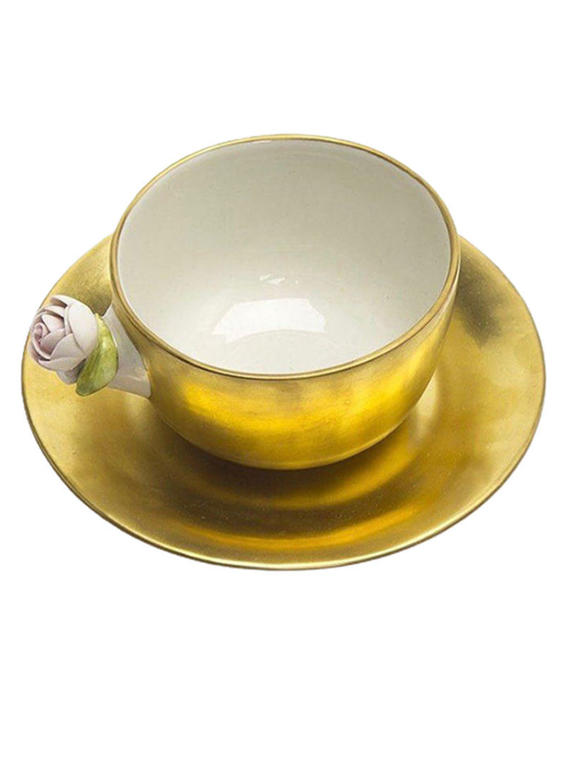 2-Piece Tea Cup And Saucer Gold 200ml