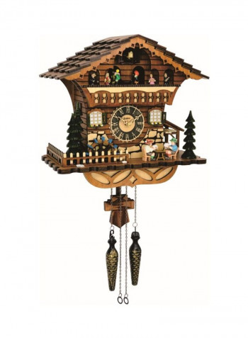 Wooden Decorative Dancers Cuckoo Clock Brown/Yellow/Black 35x34x18centimeter