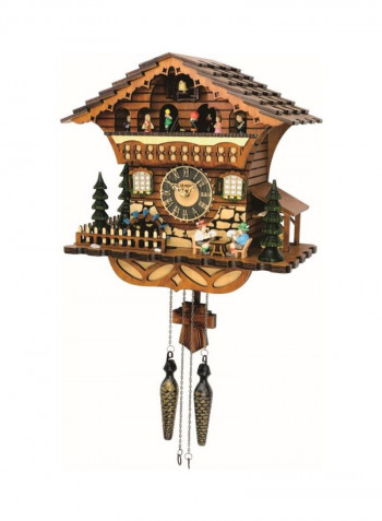 Wooden Decorative Dancers Cuckoo Clock Brown/Yellow/Black 35x34x18centimeter