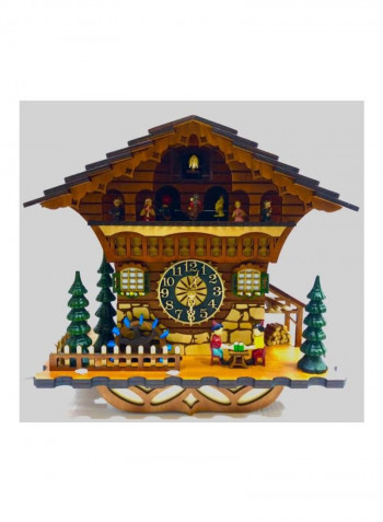 Wooden Decorative Dancers Cuckoo Clock Brown/Yellow/Black 35x34x18centimeter