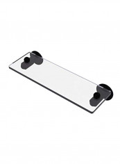 Soho Collection Vanity Beveled Edges Glass Shelf Clear/Black 16inch