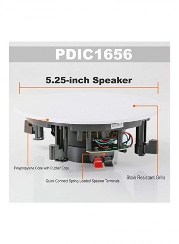 2-Piece In-Ceiling 2-Way Speaker System PDIC1656 Silver